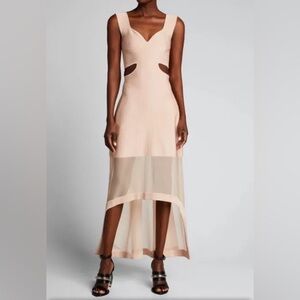 Alexander McQueen Rib knit cutout High Low Mesh dress